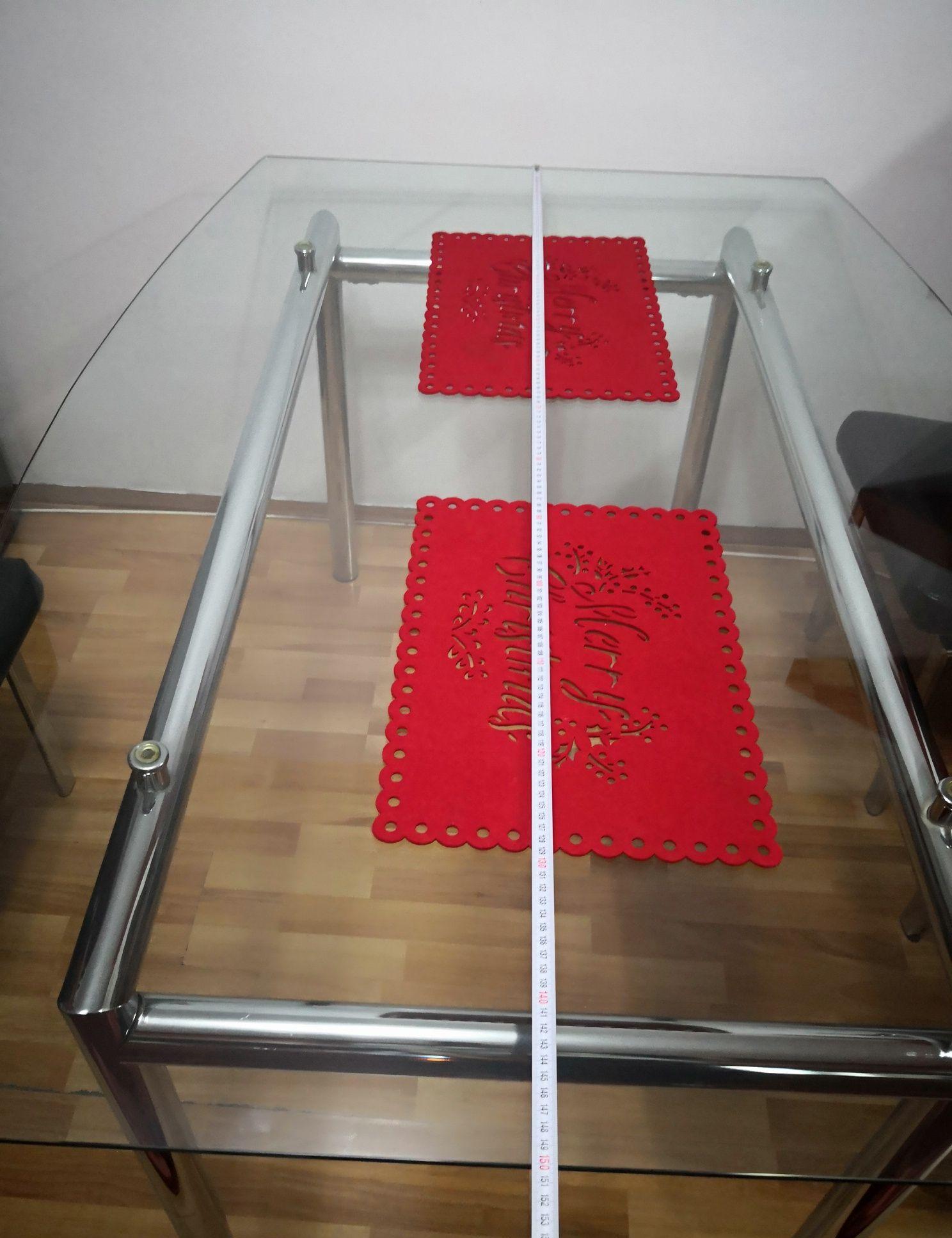 Masă din sticlă securizată cu cadru inox