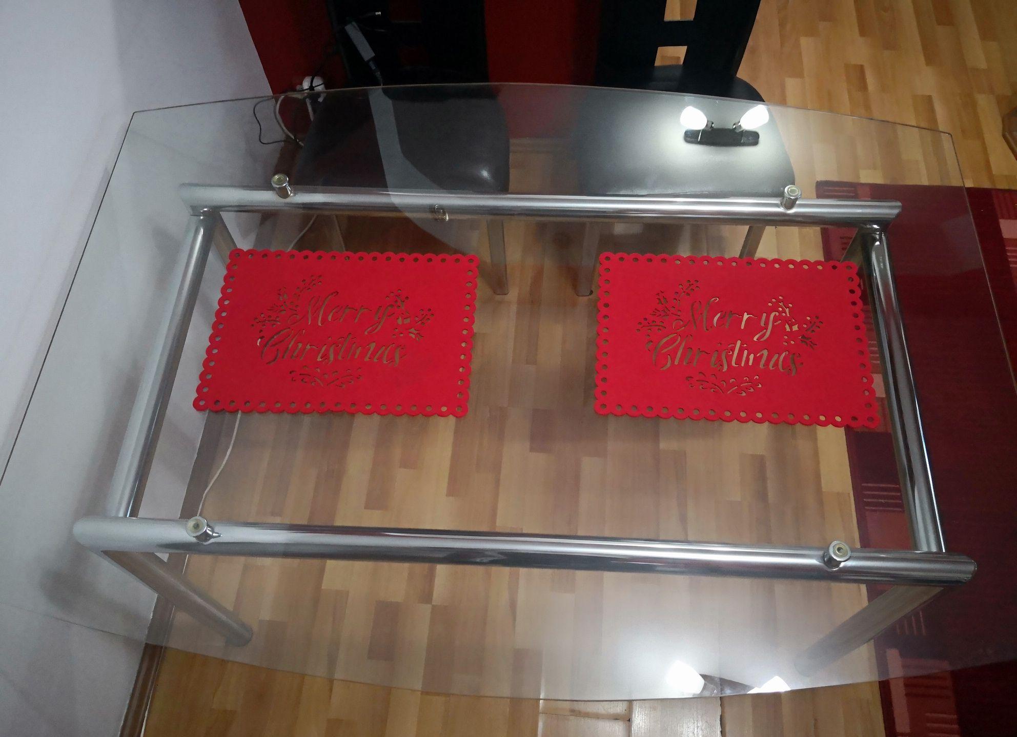 Masă din sticlă securizată cu cadru inox