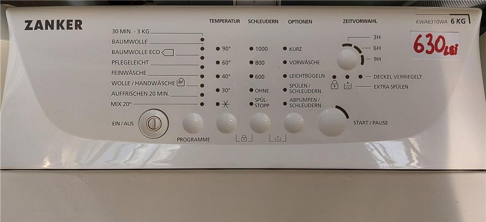 Masina de spalat rufe Zanker, Clasa A++, 6kg, 1000rpm