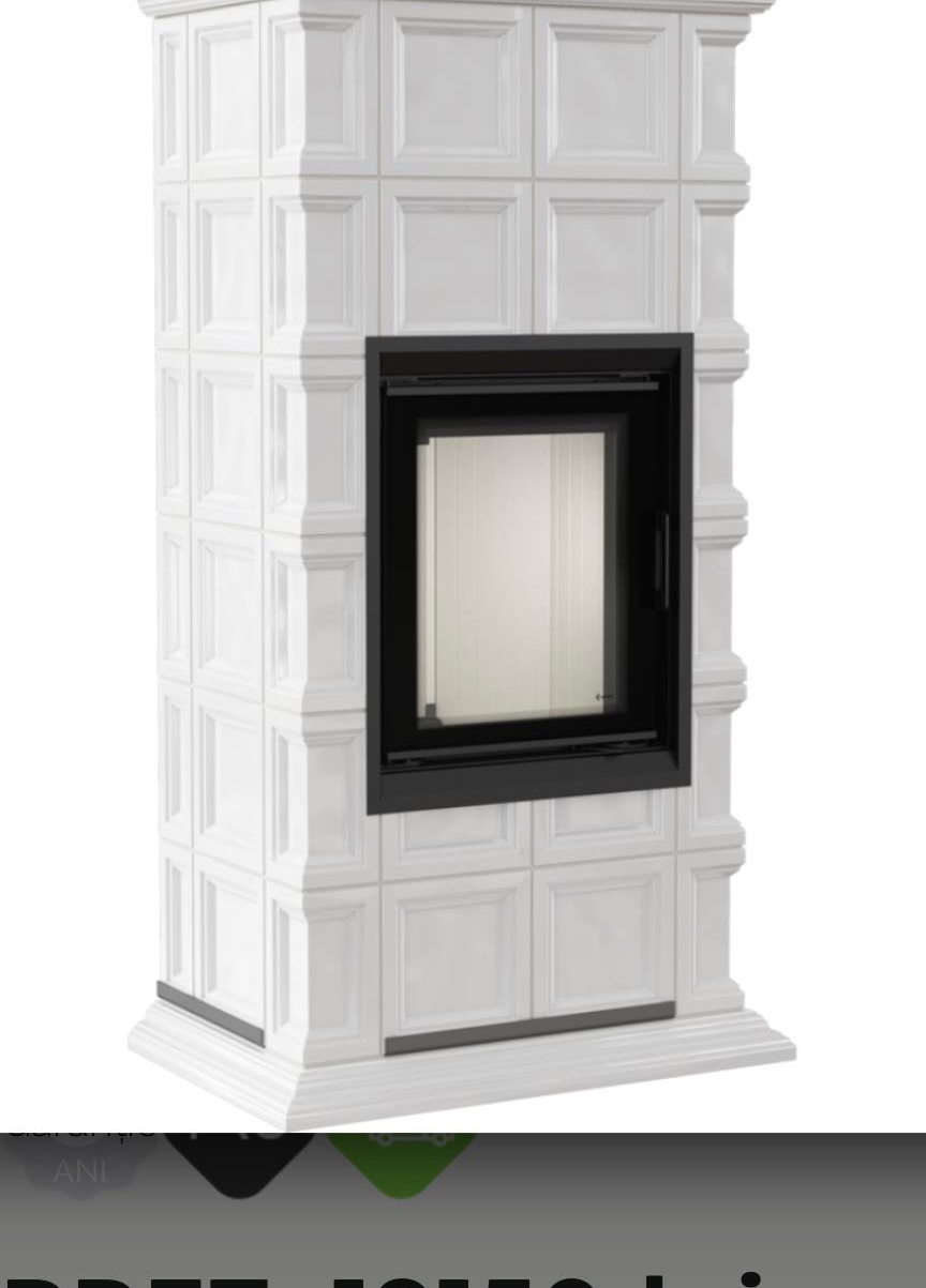 Milano cu cahle ,alb ,semineu modular tip teracota pe lemne