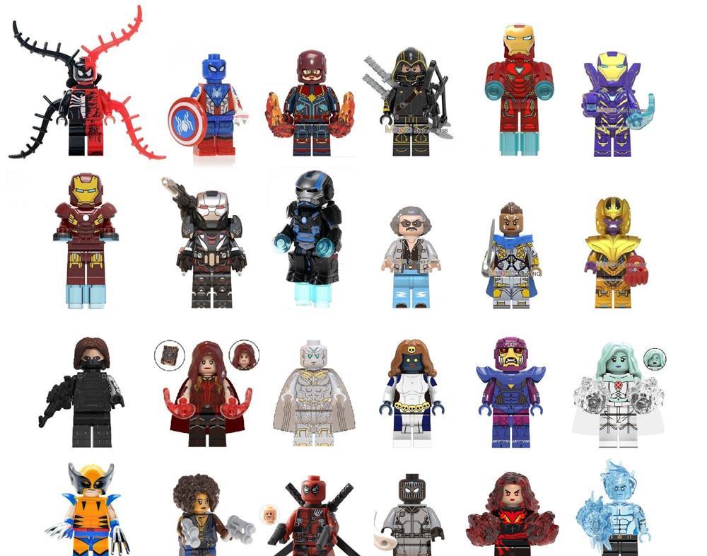 minifigurine tip lego super eroi marvel captain marvel ironman thanos wolverine deadpool pheonix