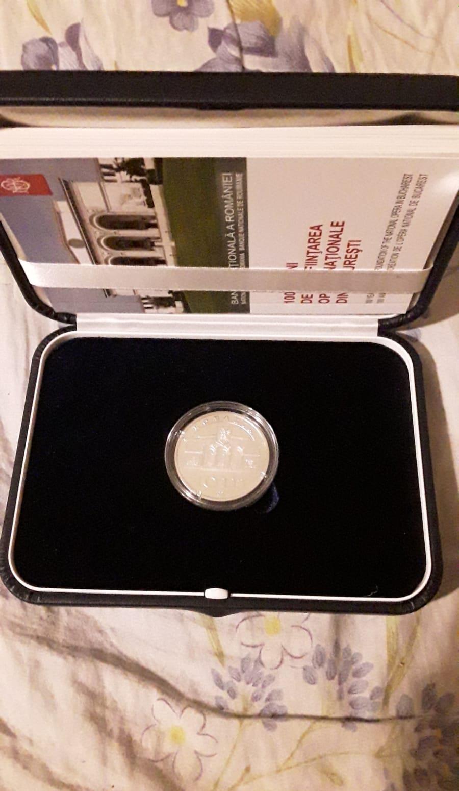 Moneda Argint 100 de ani de la înființarea Operei Naționale din Bucuresti