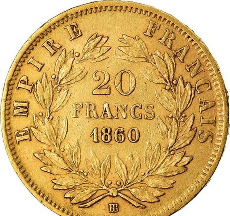 Moneda istorica din Aur 20 franci Napoleon al III-lea Franța 6,45 grame