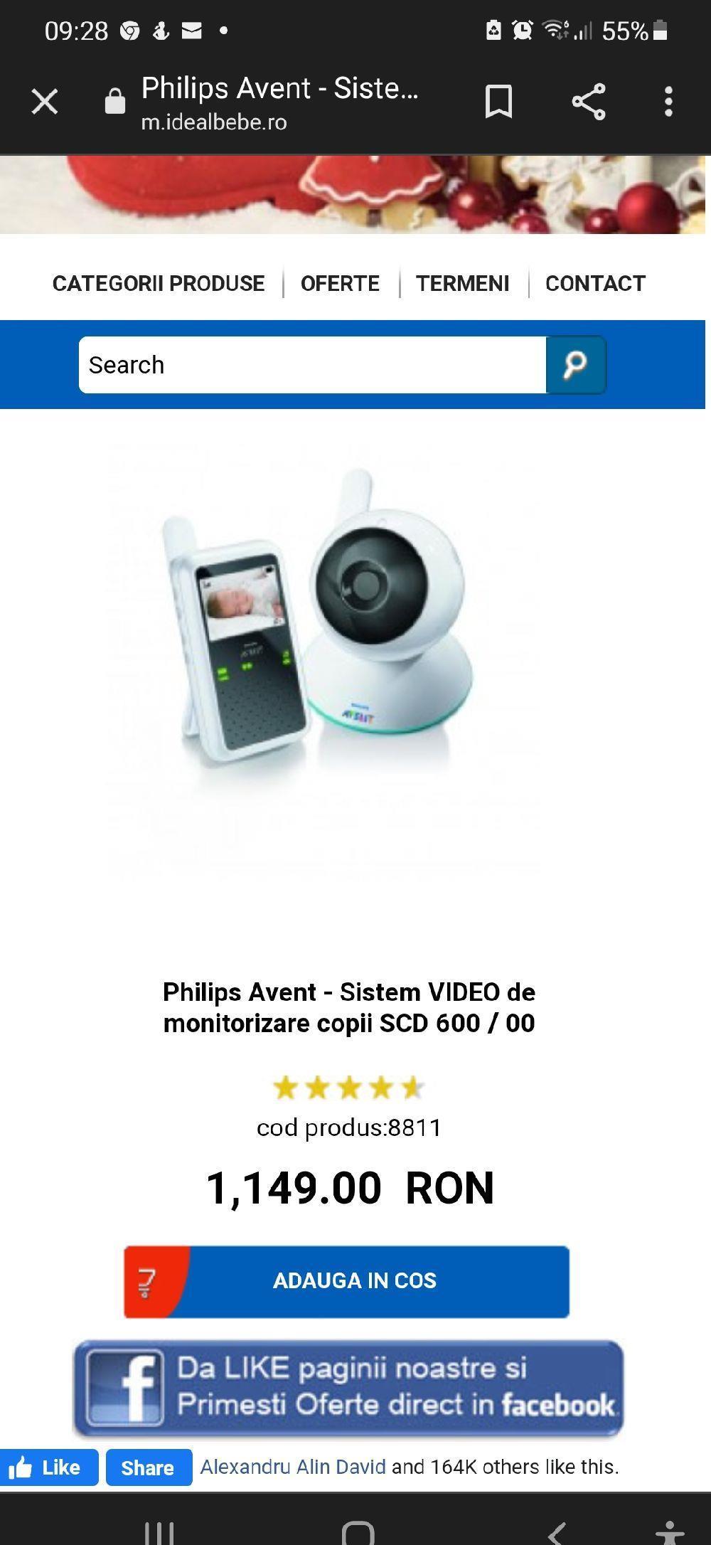 monitorizare bebe camera video color si sunet avent