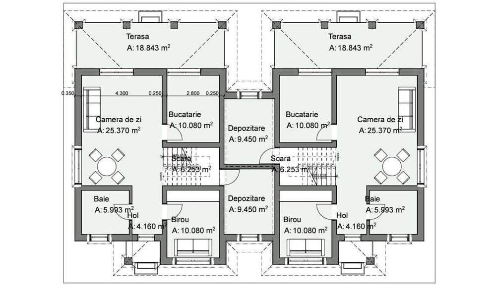 Mosnita- duplex P+E-despartit prin camera tehnica- 5 camere-155.000 euro