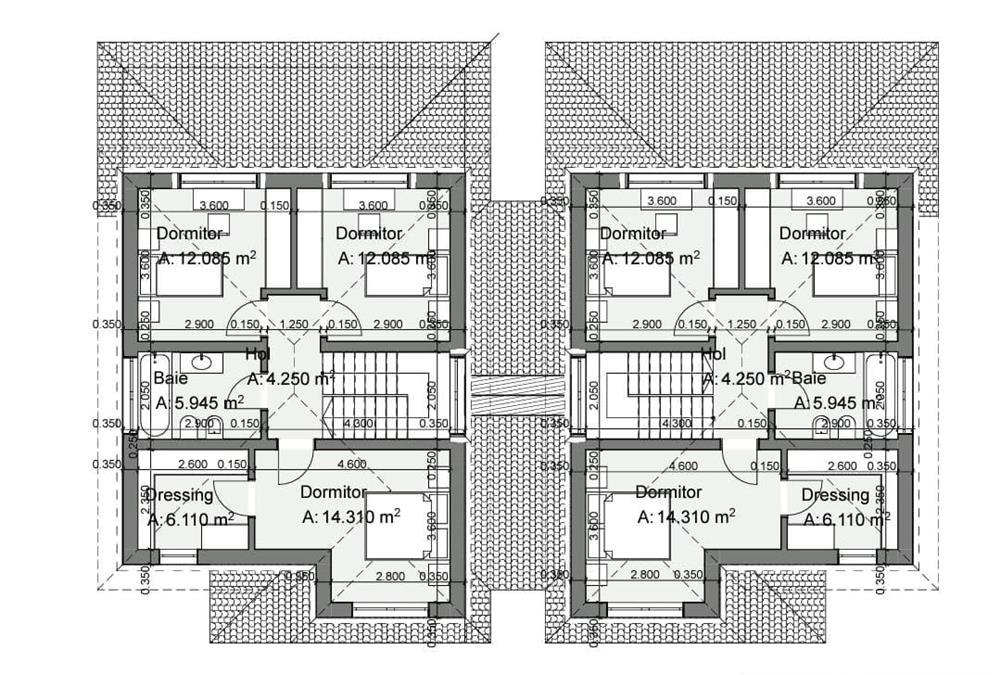 Mosnita- duplex P+E-despartit prin camera tehnica- 5 camere-155.000 euro