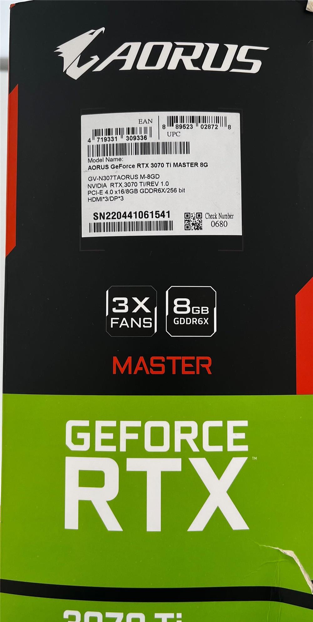 Nvidia GeForce RTX 3070ti Aourus Master