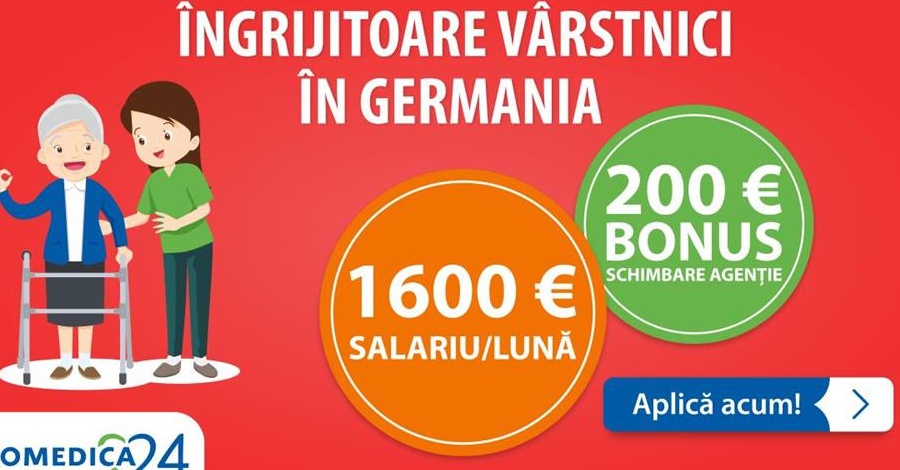 Ofertă de munca la îngrijire bătrâni în Germania - 1600 EURO/luna
