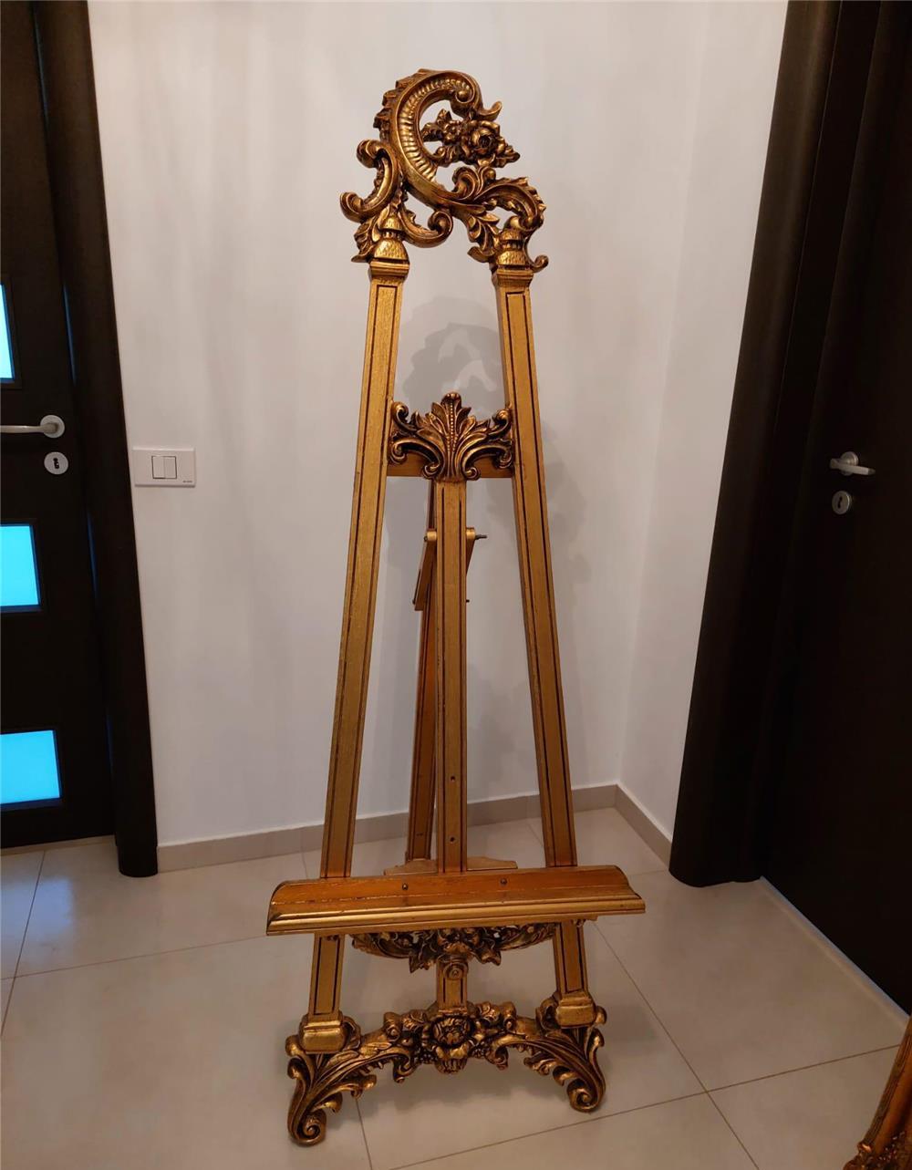 Oglinda cristal cu rama lemn pe sevalet