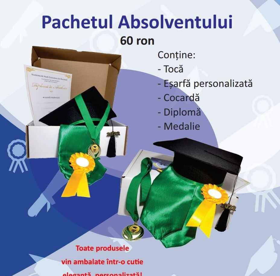 Pachetul absolventului toca, esarfa, cocarda