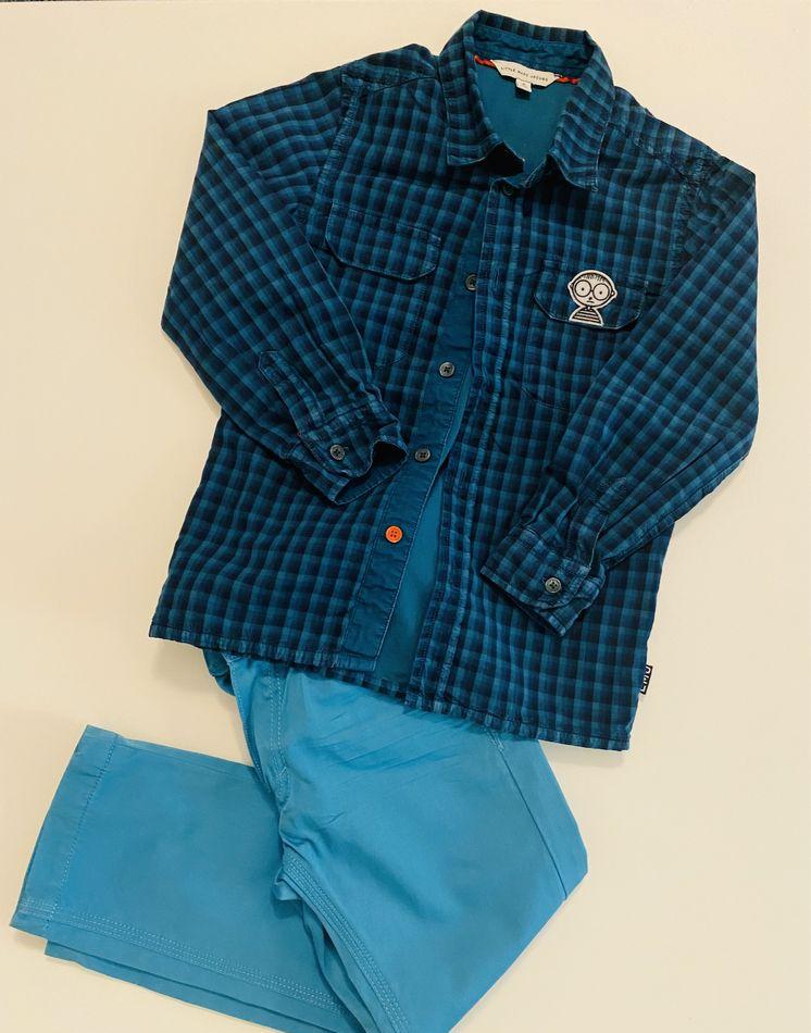 Pantaloni casual si camasa, baieti, 4 ani