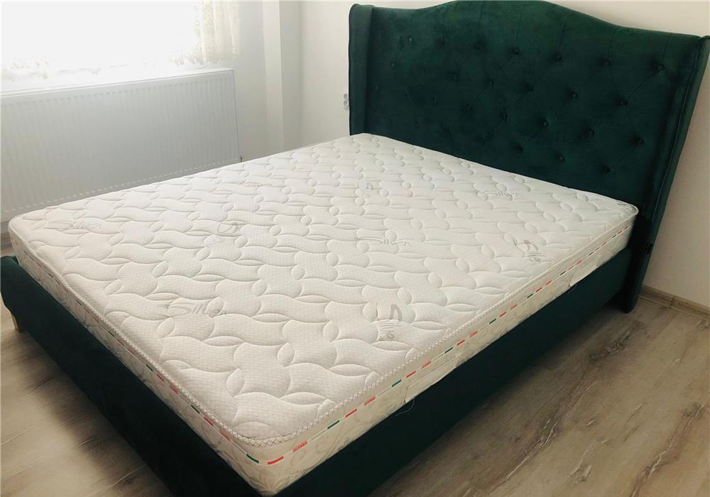 Pat dublu VERDE cu saltea memorie