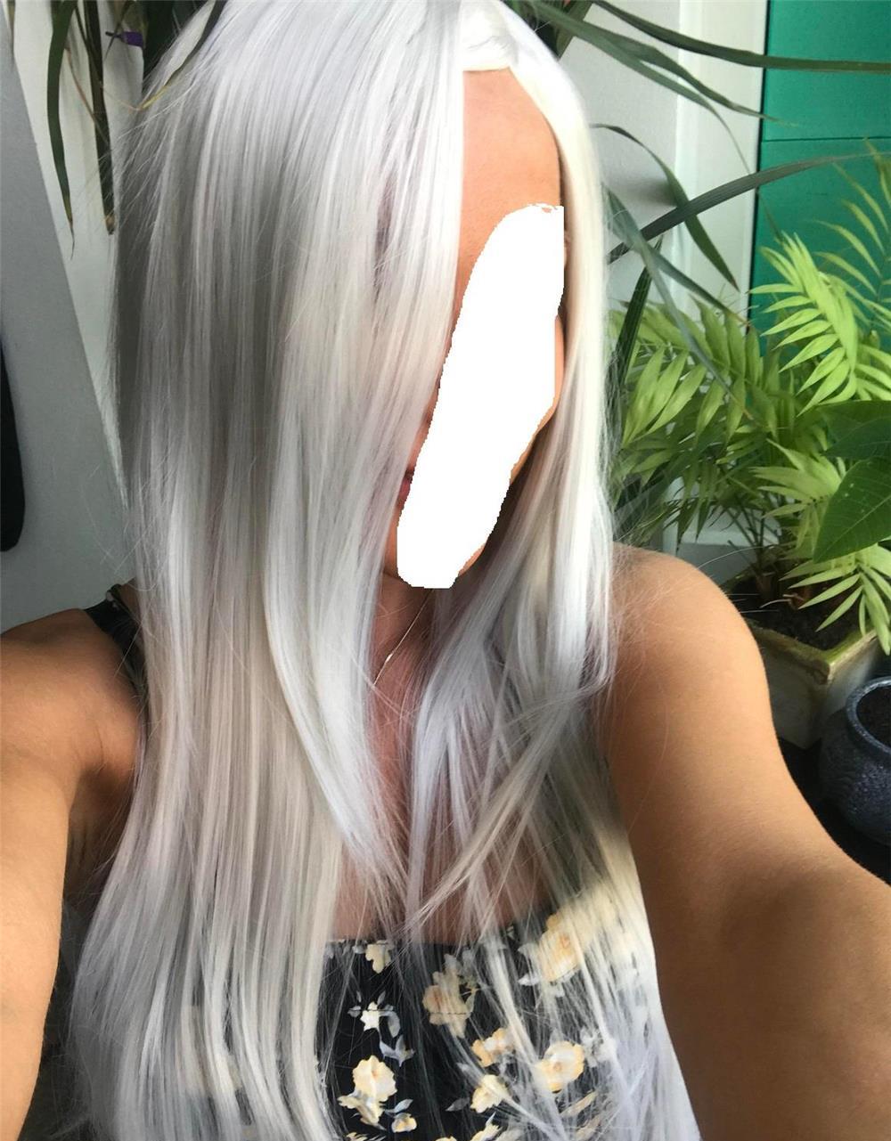 Peruca Model 914 Blond Platinat/Gri Alb Lung