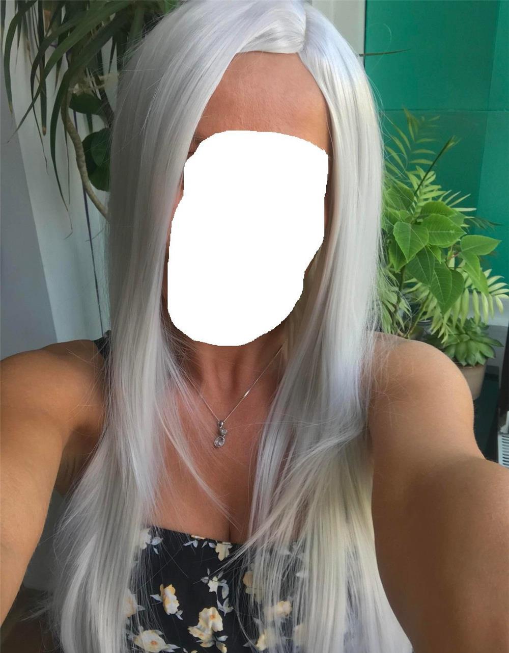 Peruca Model 914 Blond Platinat/Gri Alb Lung