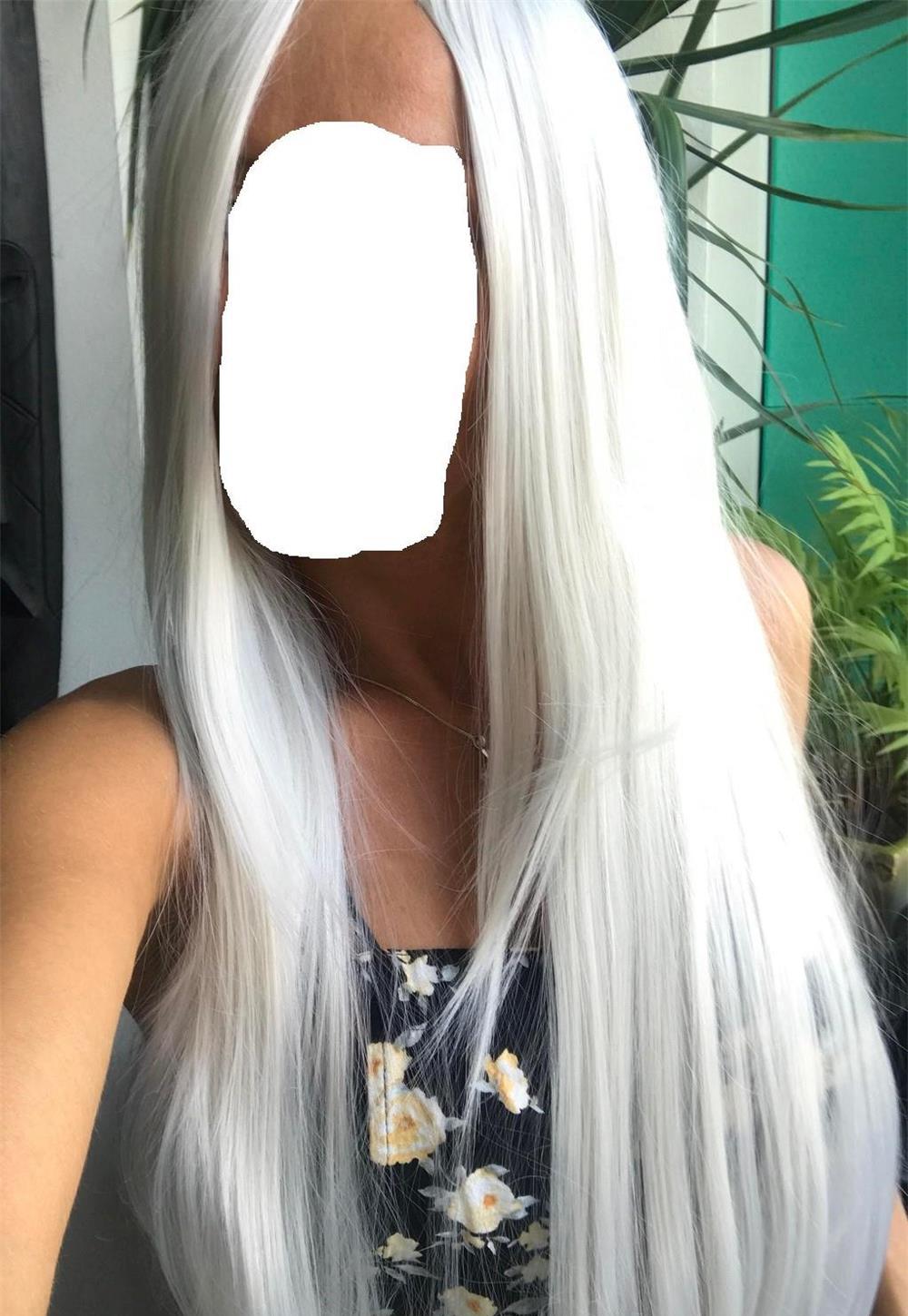 Peruca Model 914 Blond Platinat/Gri Alb Lung