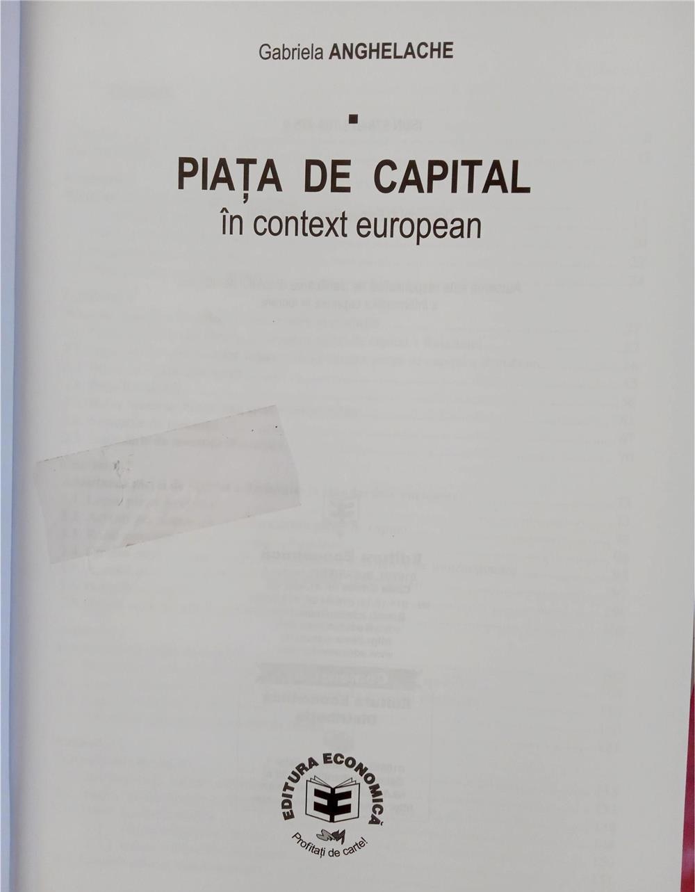 Piata de capital in context european - G. Anghelache