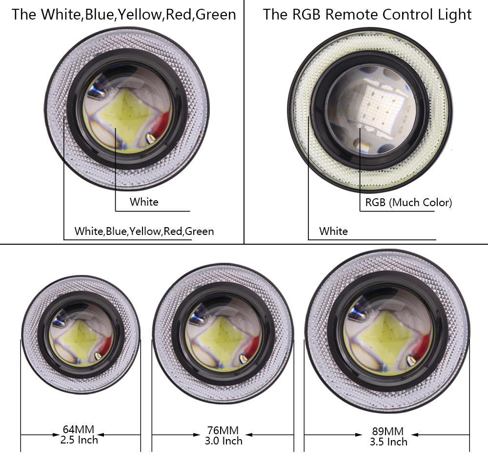 Proiectoare ceata multicolor Led RGB UNIVERSAL telecomanda Angel Eyes