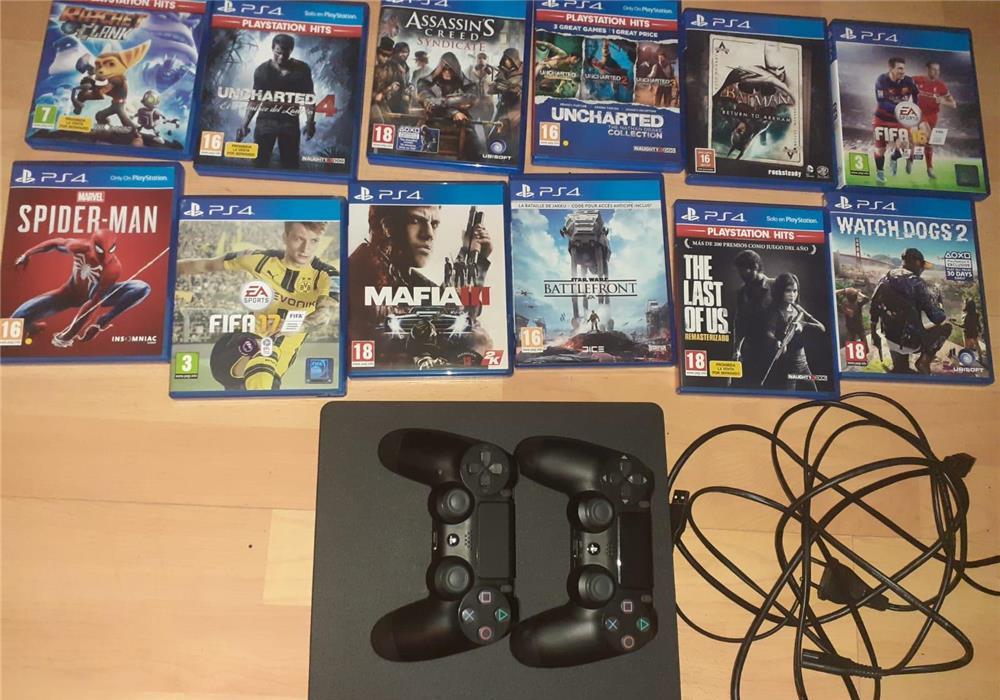 PS 4 Slim 1TB + 14 jocuri