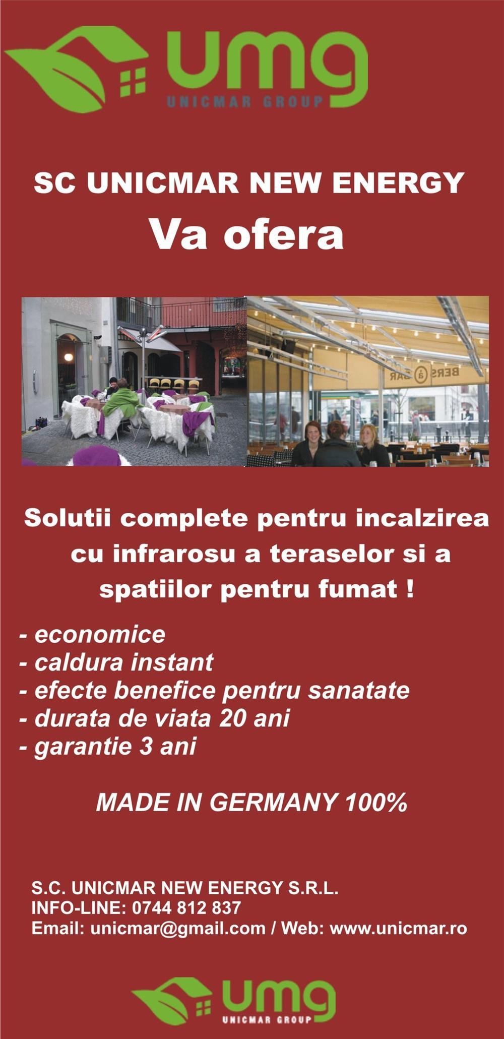 RADIATOARE PENTRU INCALZIREA CU INFRAROSU A TERASELOR SI SPATIILOR PENTRU FUMAT