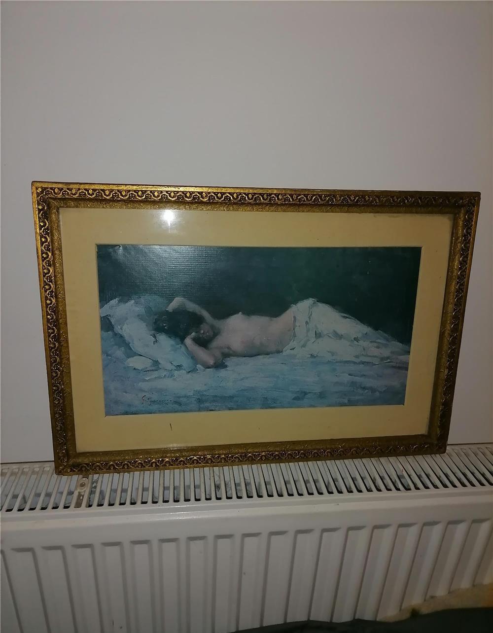 Reproducere Grigorescu - Nud 1960 I.S. Decorativa Bucuresti RPR 51 x 34.5 cm