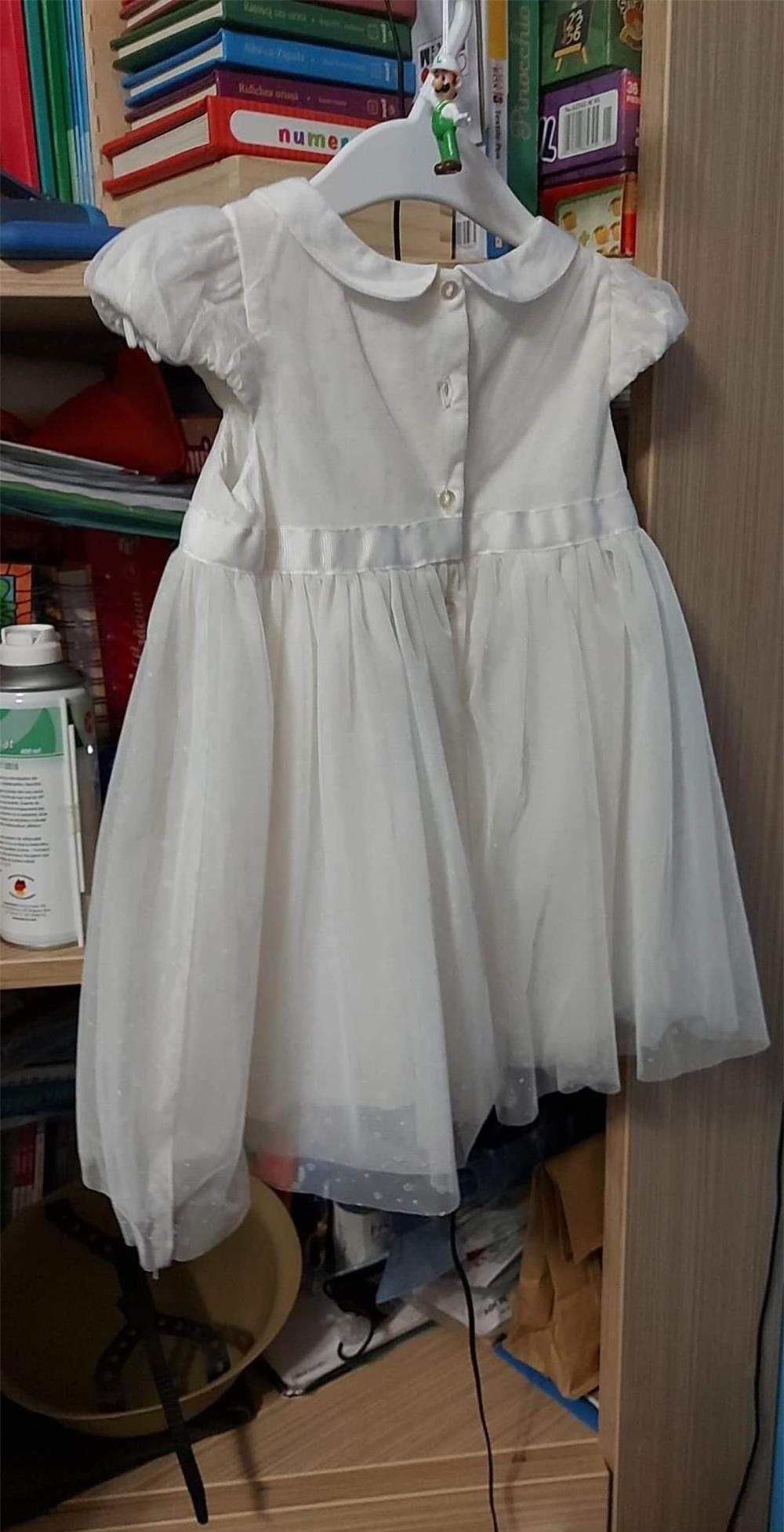 Rochita 80 cm, rochie alba, rochie de printesa