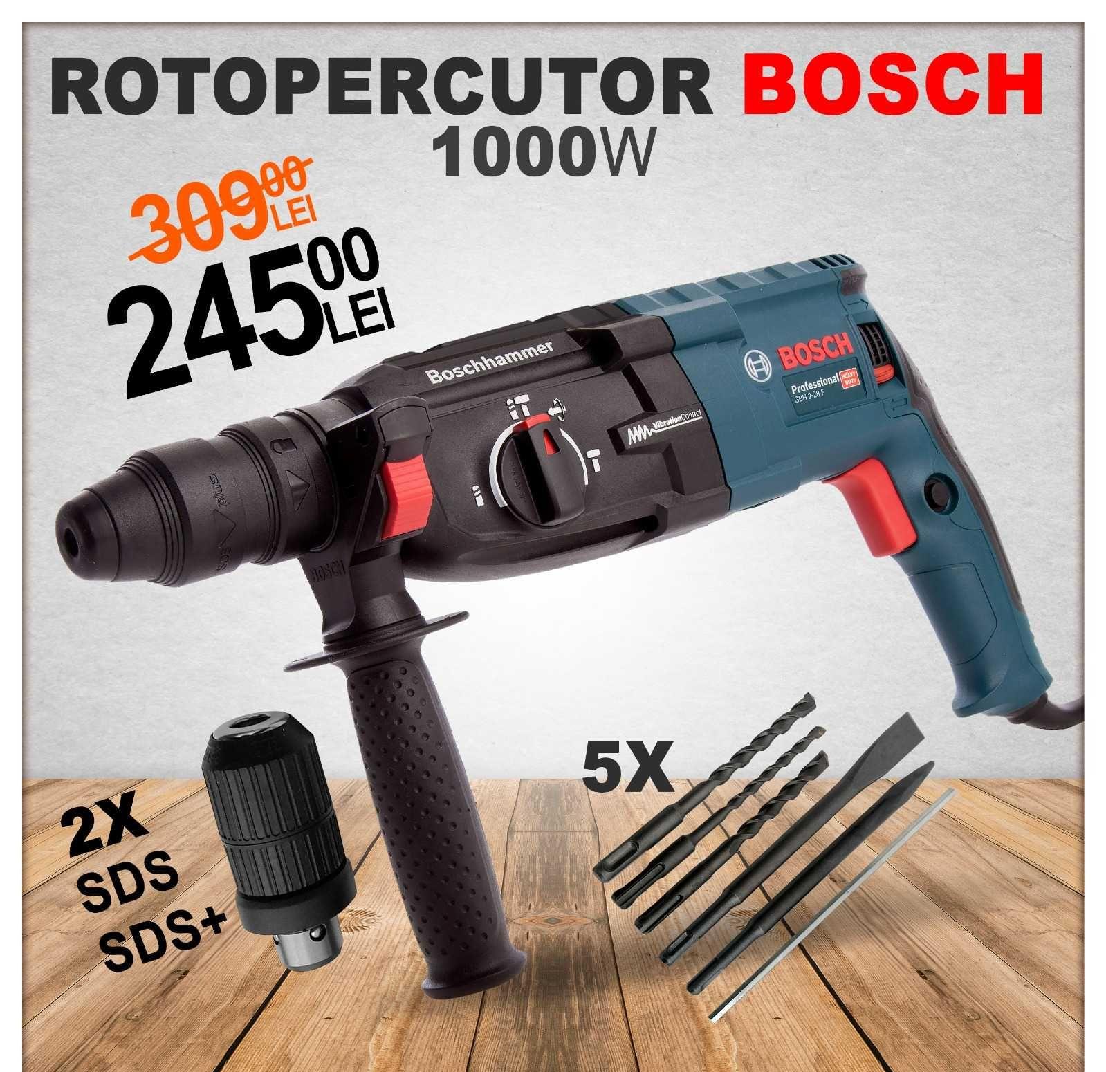 Rotopercutor Bosch 1000W /900rPm 2X Mandrine si accesorii Rotopercutor