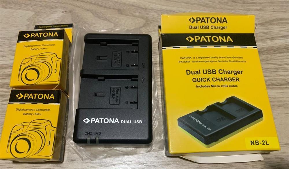 (S) Incarcator DUAL USB PATONA 1961 NB 2-L , 2 acumulatori NB-2L 1002, aparat foto