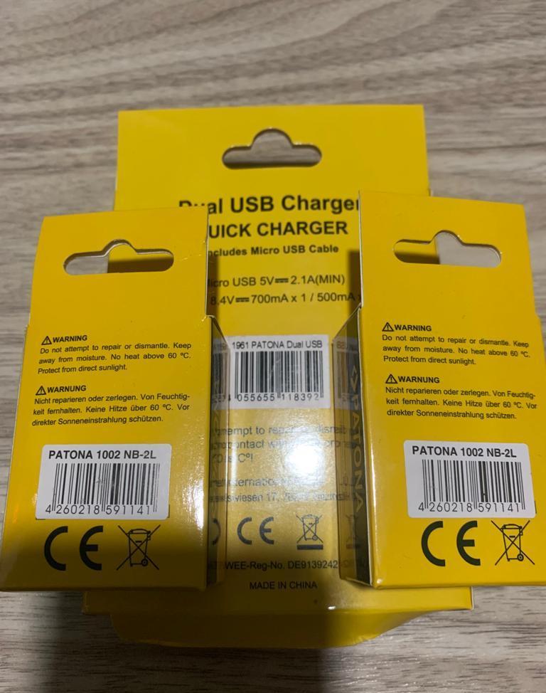 (S) Incarcator DUAL USB PATONA 1961 NB 2-L , 2 acumulatori NB-2L 1002, aparat foto