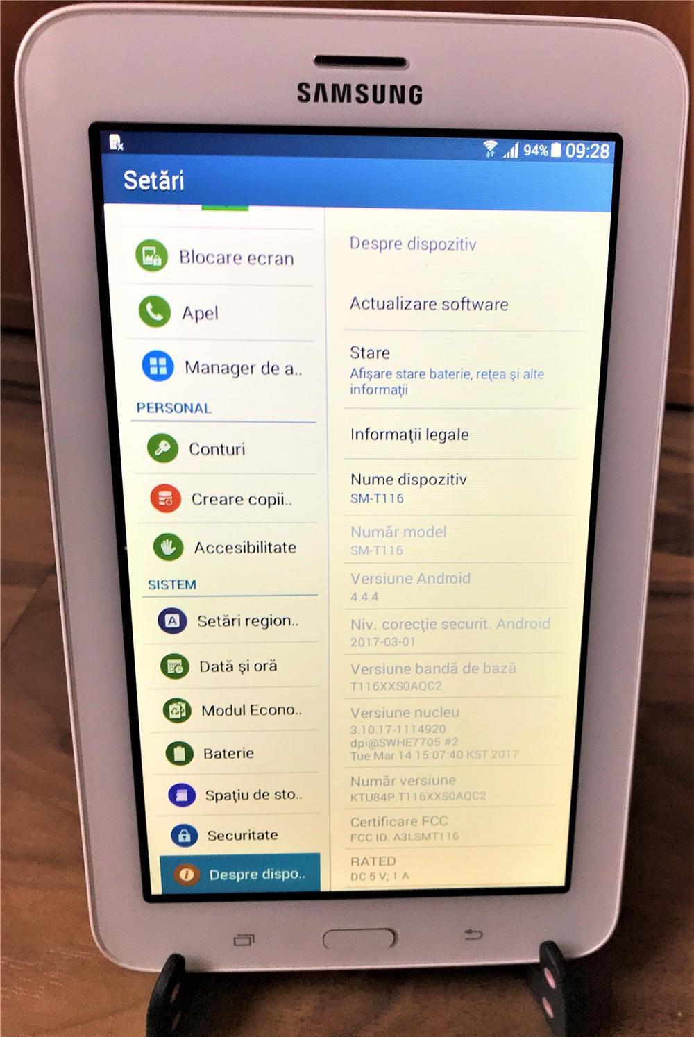 SAMSUNG tableta samsung galaxy tab 3 SM-T116, 7", 8GB, Wi-Fi, SIM, android 4.4.4, alb