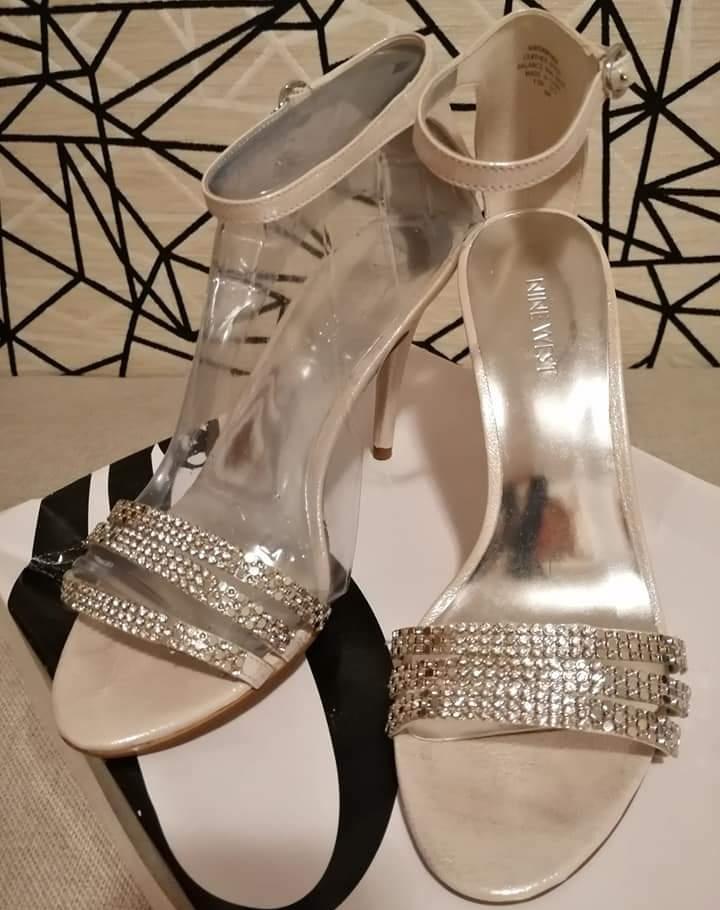 Sandale NINE WEST, argintii, marimea 39, purtate 1 data