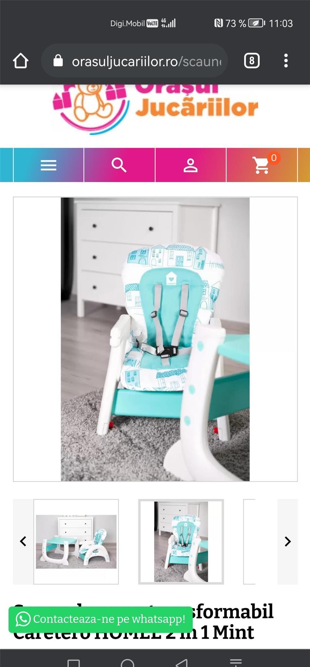 Scaun de masa bebe 2 in 1 Caretero HOMEE Mint