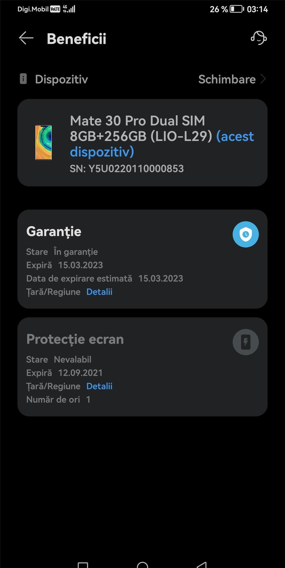 Schimb huawei mate 30 pro cu garanție