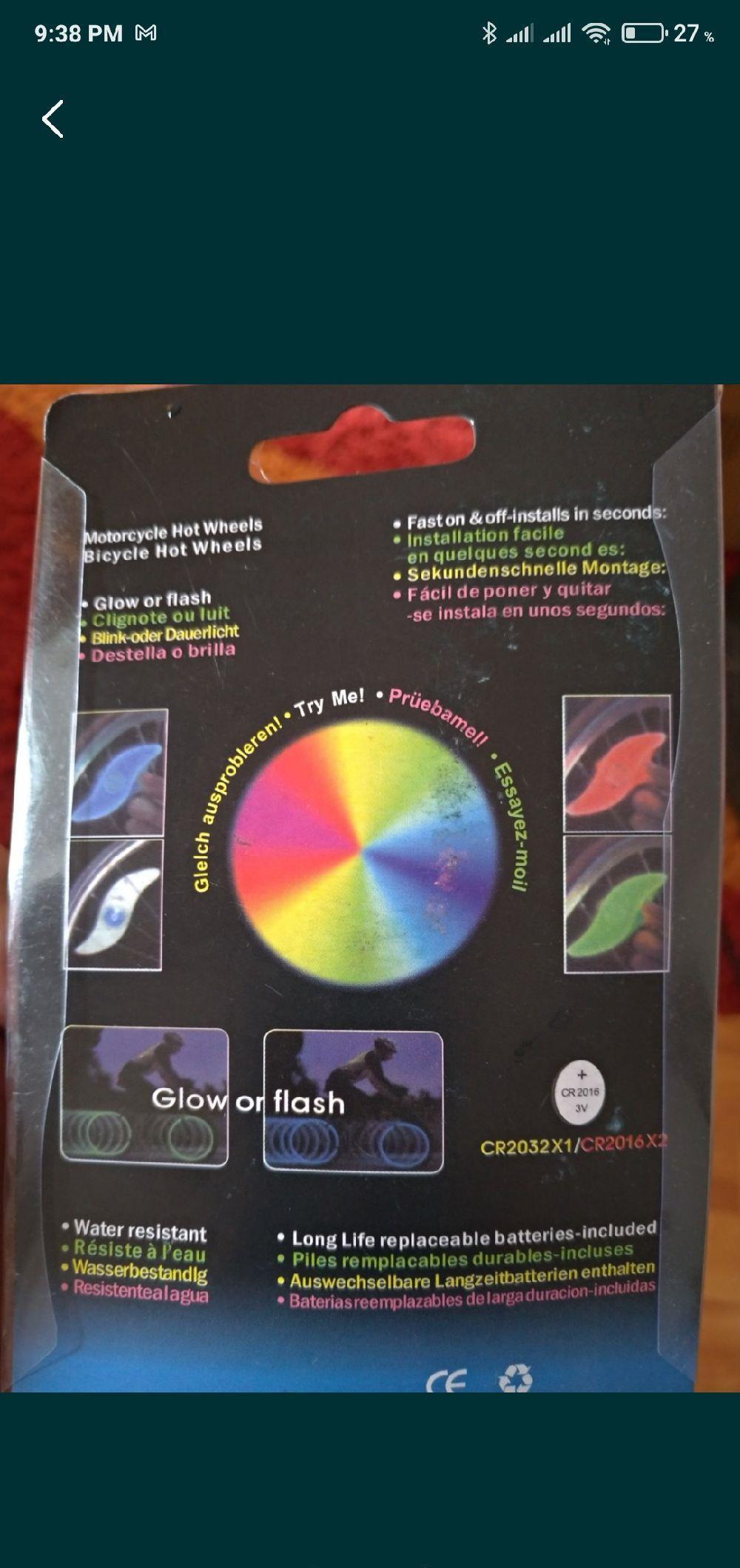 Semnalizare stop pentru roti bicicleta ,cu led