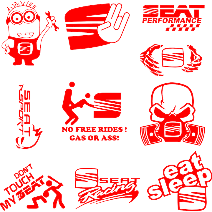 Set 10 stickere auto personalizate Seat