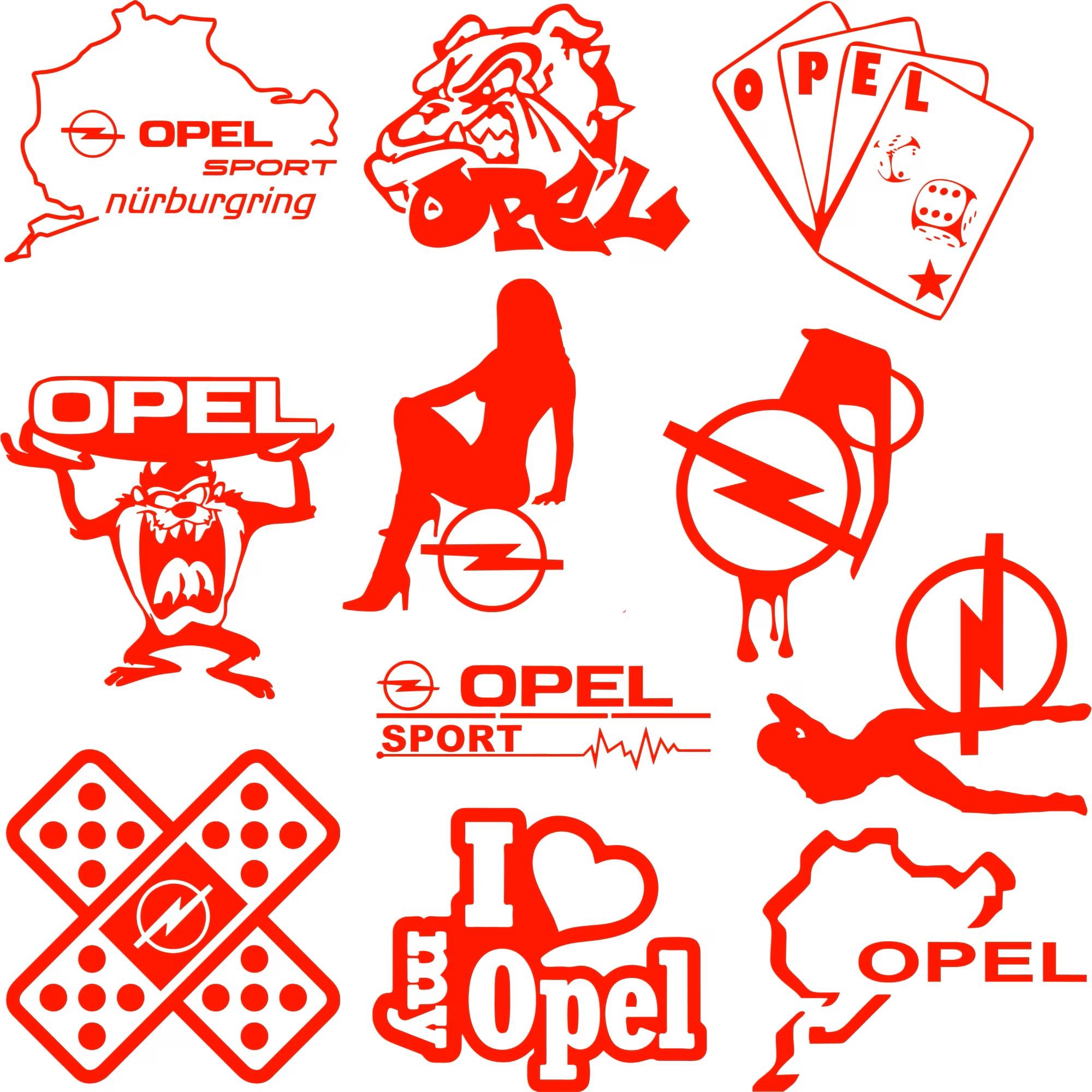 Set 11 stickere auto personalizate Opel 15cm
