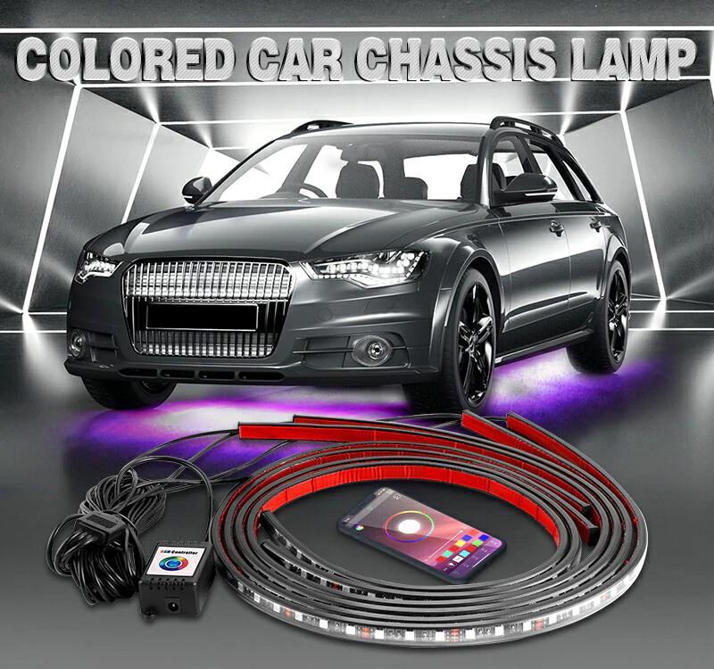 Set 4 benzi lumini LED RGB tuning masina SuperBright 8 culori waterproof telecomanda +CADOU