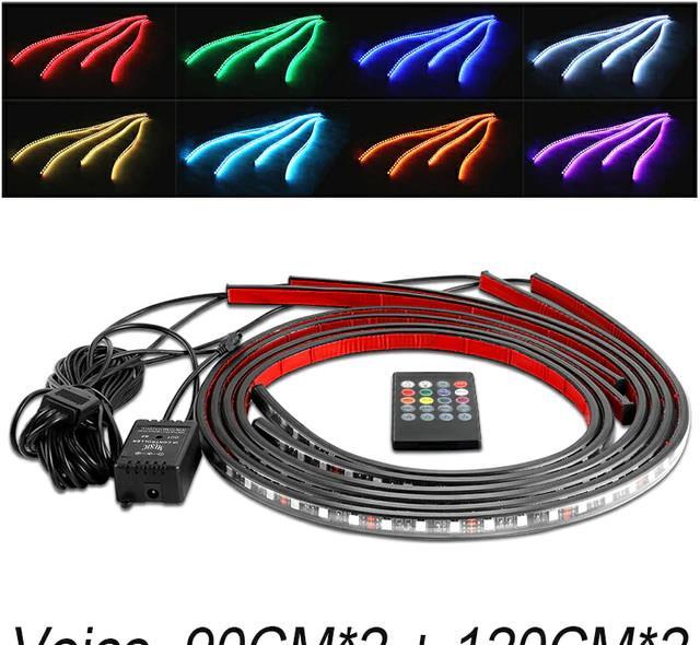 Set 4 benzi lumini LED RGB tuning masina SuperBright 8 culori waterproof telecomanda +CADOU