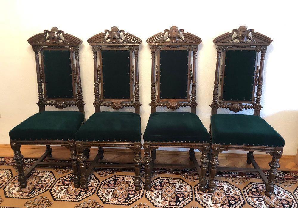 set 4 scaune lemn sculptat