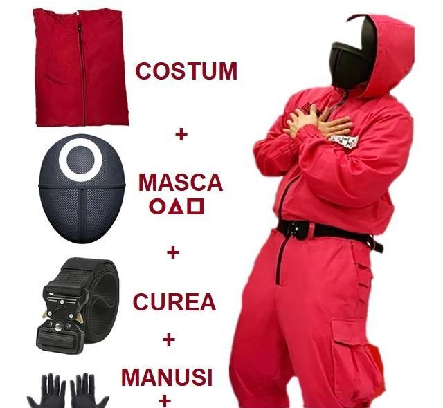 Set 5in1 costum masca curea manusi Squid Game Jocul Calamarului +CADOU