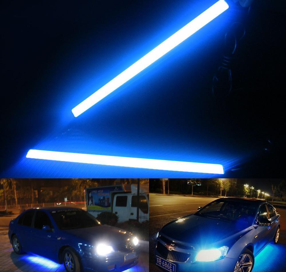 Set 8x lumini LED tuning auto masina DRL COB SuperBright WaterResistant 6 culori +CADOU!