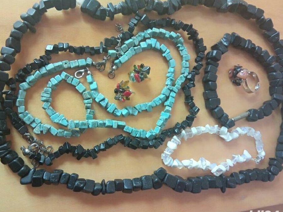 Set agate turcoaz, negru