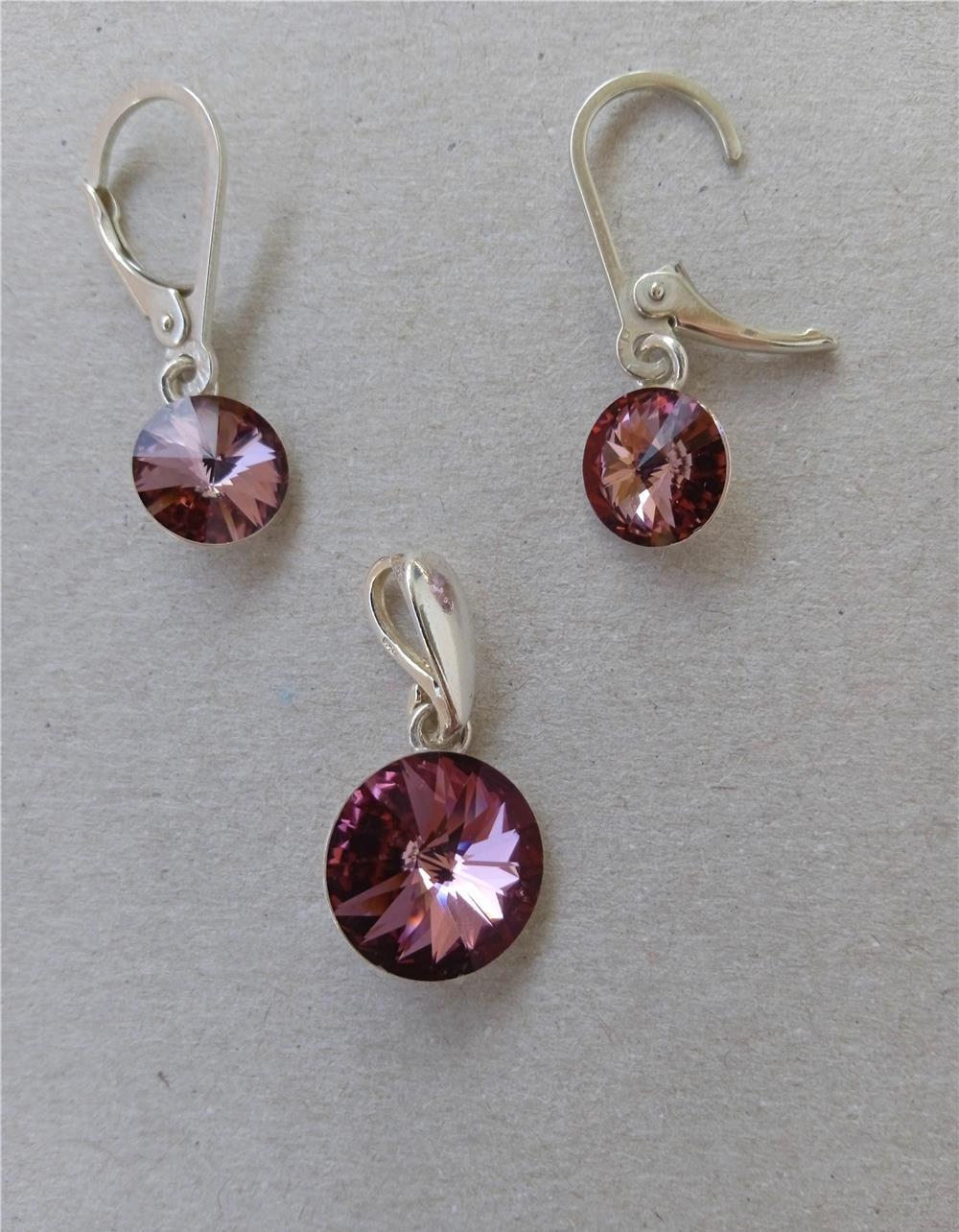 Set argint 925 cu cristale Swarovski - pandantiv si cercei