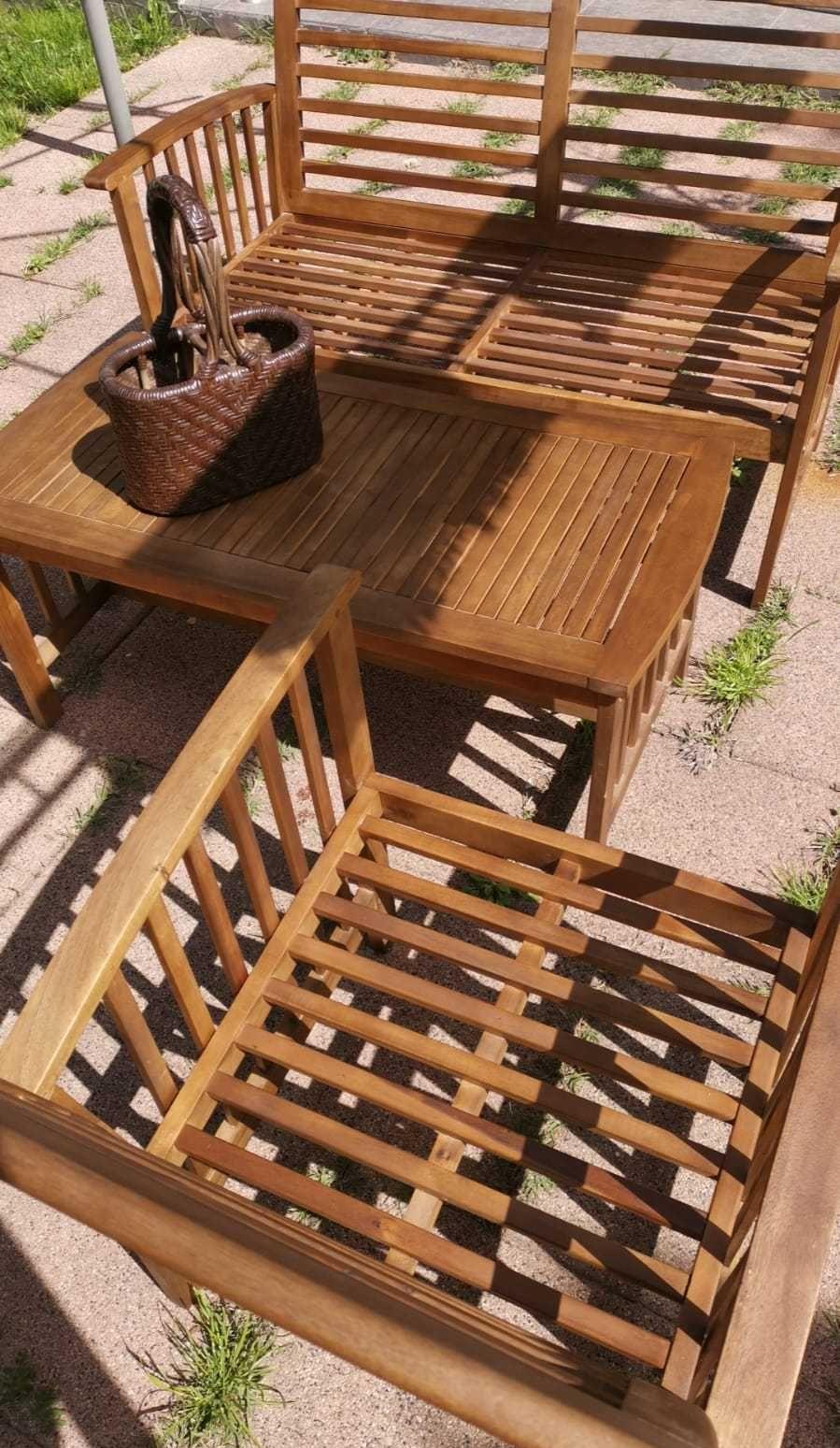set terasa gradina masa scnun banca lemn masiv exotic