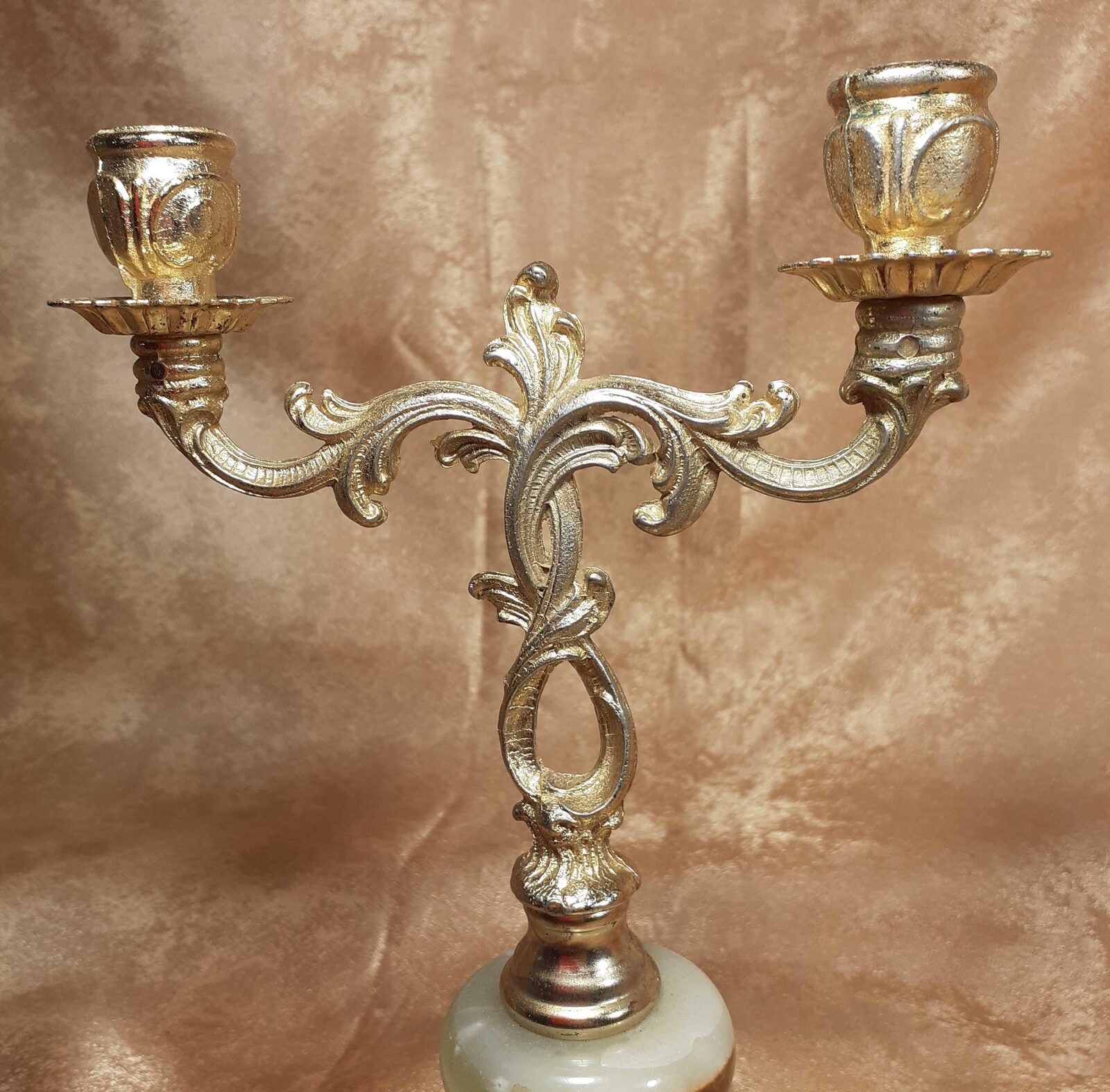 Sfesnic dublu bronz aurit, inox, Baroc, colectie, vintage