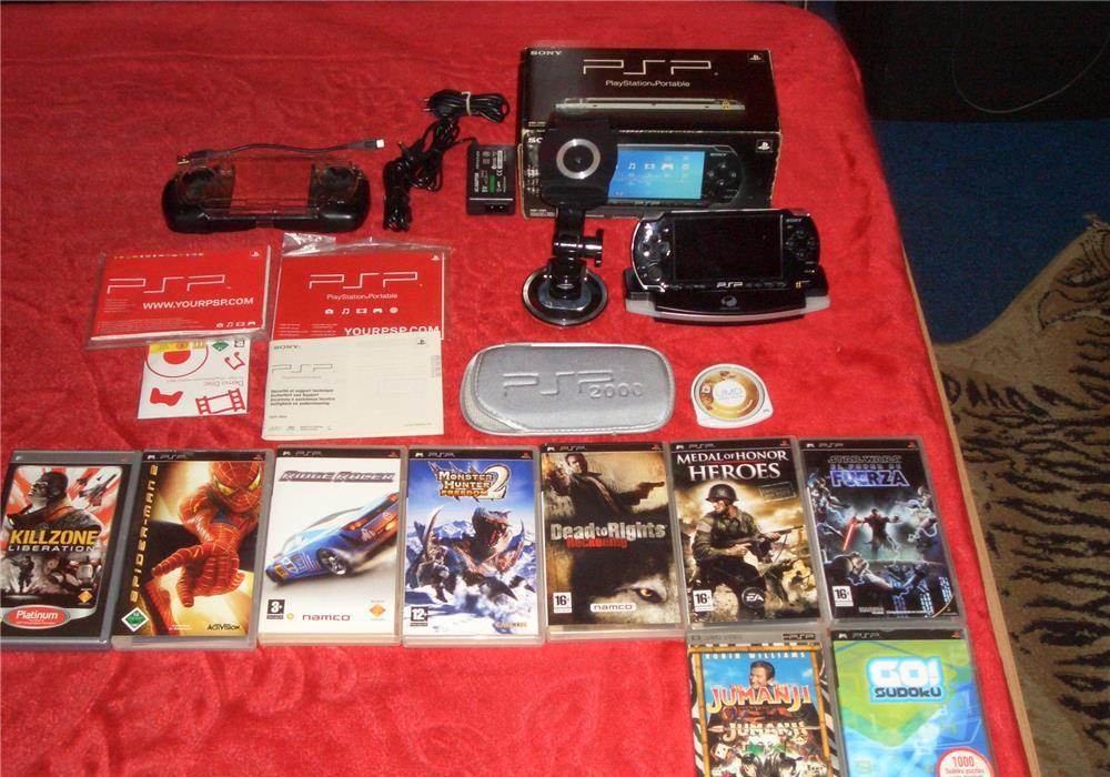 Sony PSP La Cutie cu 12 jocurii Originale +Filme Accesori Diverse Conexiune Internet jocuri multi