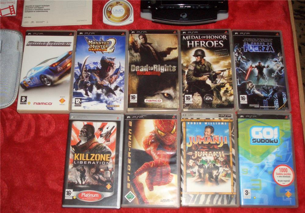 Sony PSP La Cutie cu 12 jocurii Originale +Filme Accesori Diverse Conexiune Internet jocuri multi