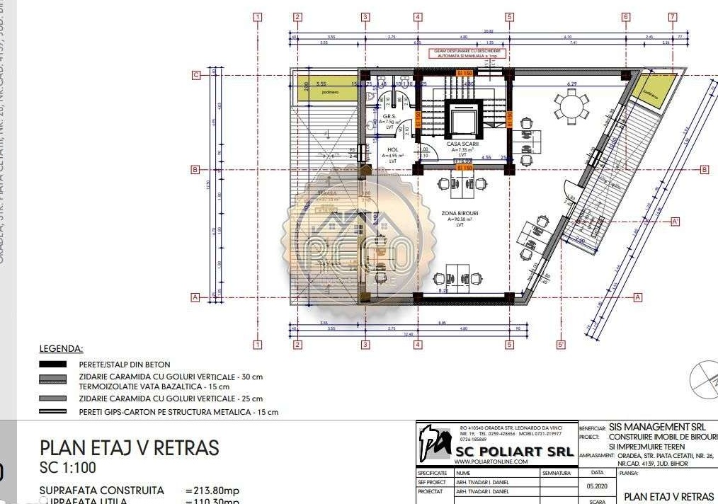 Spatiu birouri de inchiriat Ultracentral, cu terasa, la etajul 5 intr-