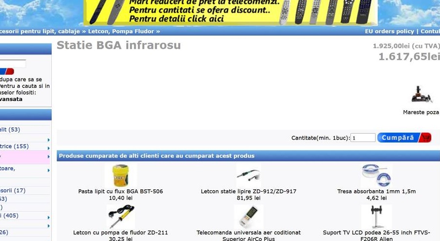 Stație BGA cu infraroșu aproape nefolosită.