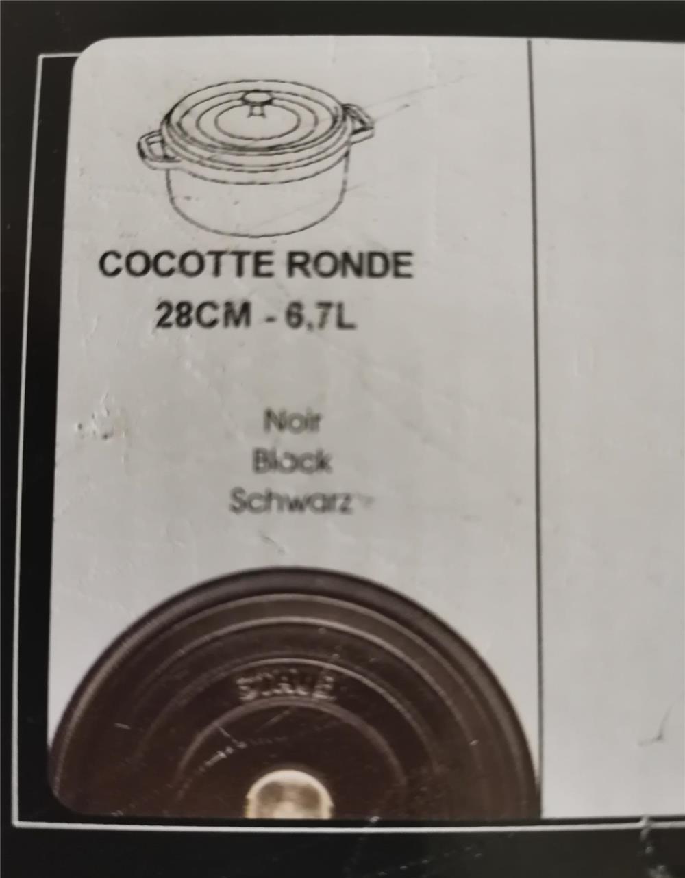 STAUB - oala din fontă, rotundă 28 cm, 6,7 L, , neagra