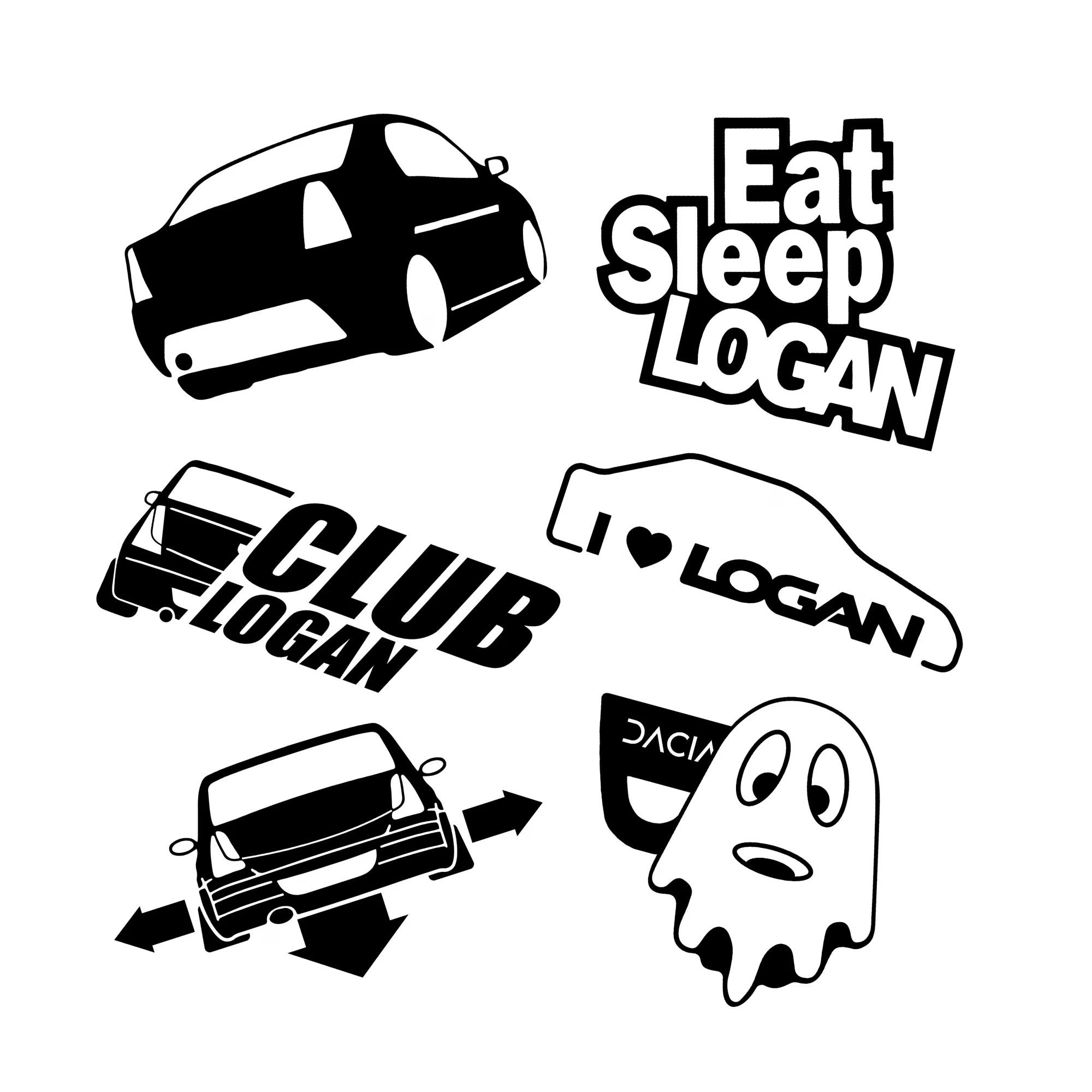 Sticker auto - Set Logan cu 6 Stickere, 15 cm bucata